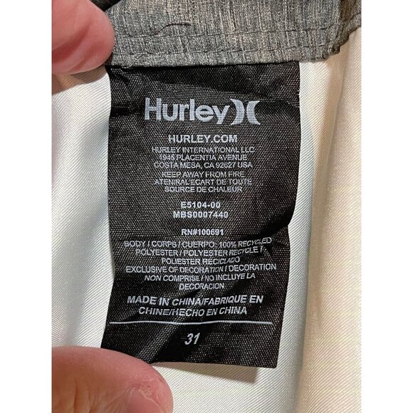 Hurley Men's Board Shorts Green & Blue Striped Swim Trunks Size 31 - Picture 2 of 9